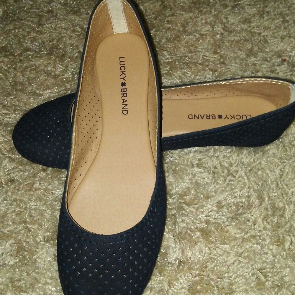 NEW!AUTHENTIC LUCKY BRAND-REAL BLACK LEATHER FLATS